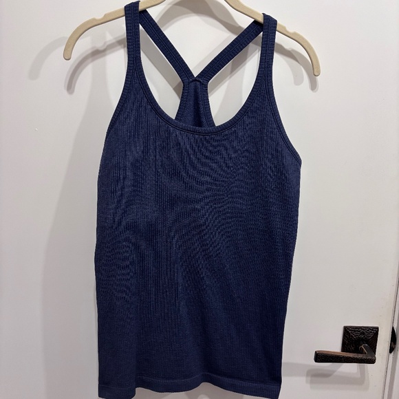 Lululemon Power Y Tank Heathered Navy-10 - Picture 1 of 4